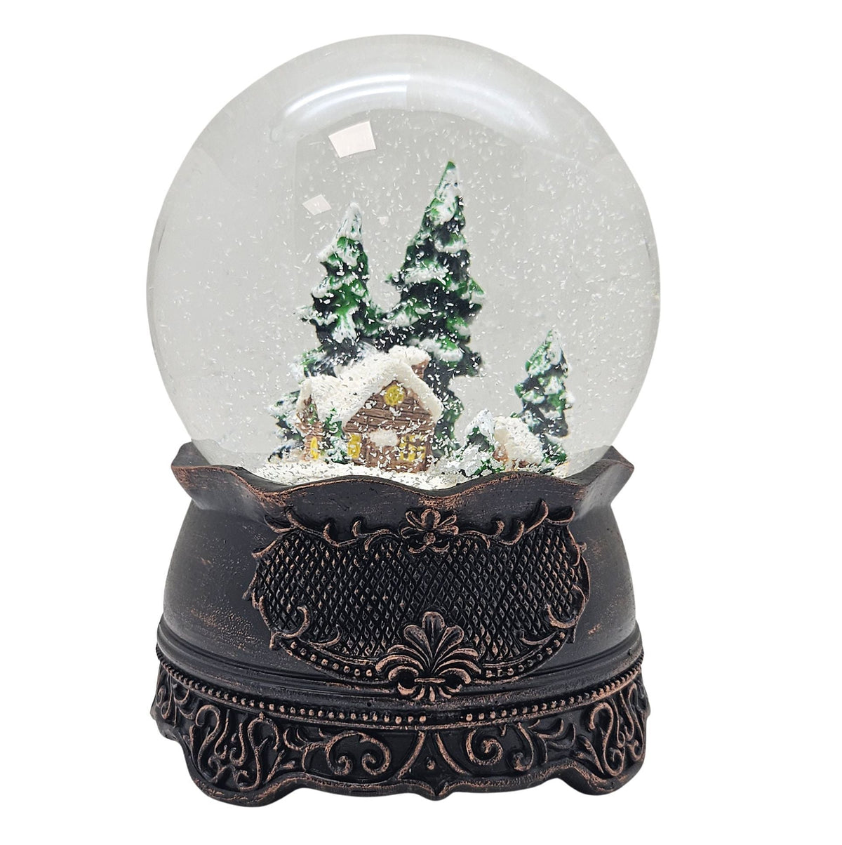 Kupfer-Dekopaket - 3 Nostalgie Schneekugeln in zwei Größen - Schneekugelhaus
