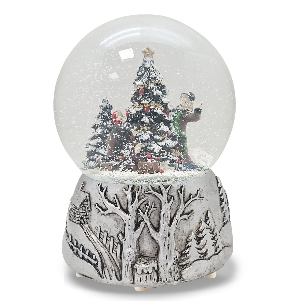 Silber-Dekopaket - 3 Nostalgie Schneekugeln in zwei Größen - Schneekugelhaus