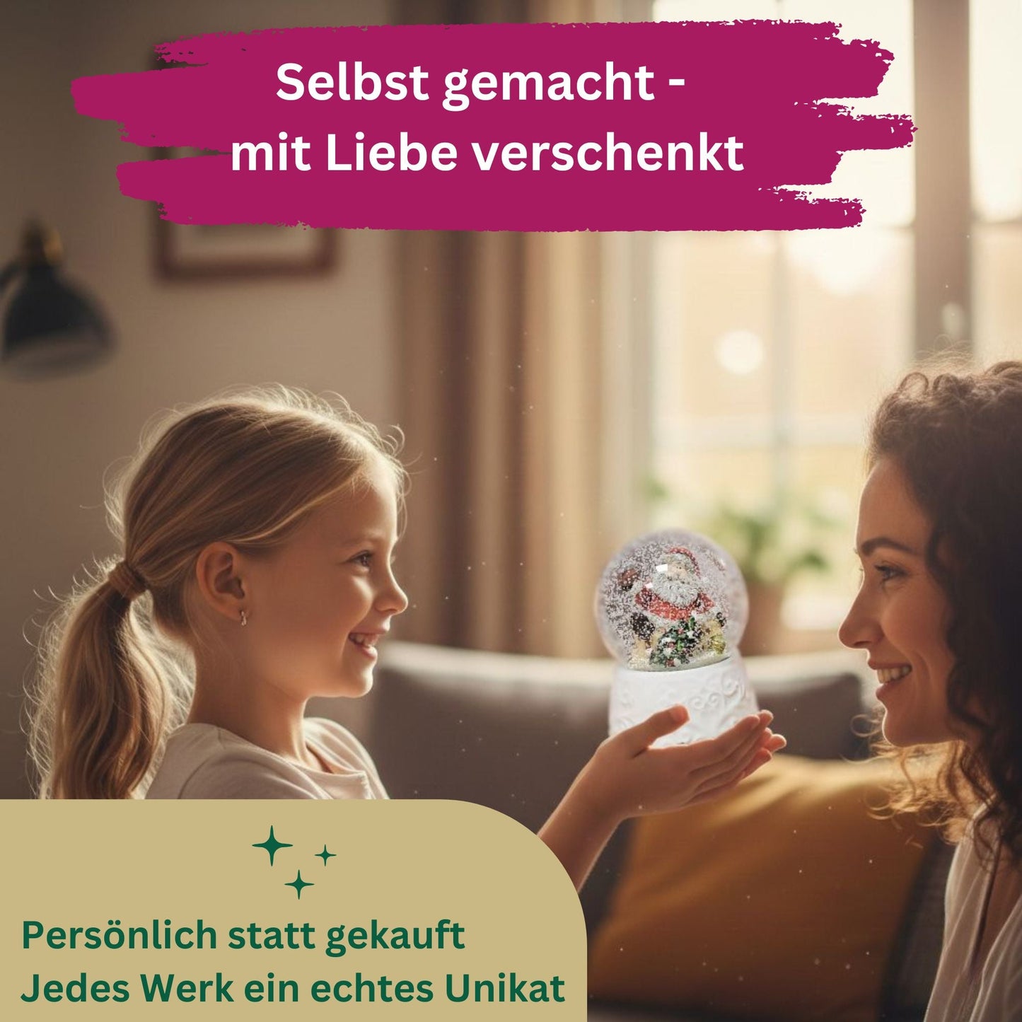 100mm Bastelset Sockel Hüttenzauber Rehe mit DIY-Schneekugel für Spieluhr - 1x Schnee - Schneekugelhaus