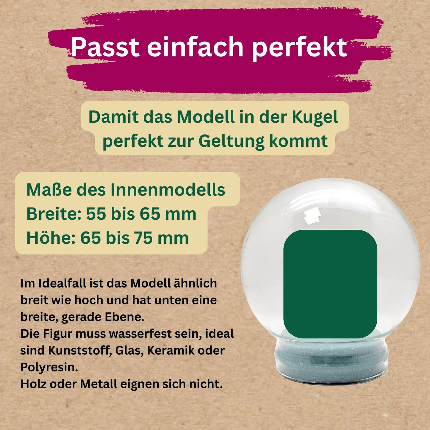 120mm Glas für DIY-Schneekugel mit 1 Päckchen Schnee - Schneekugelhaus