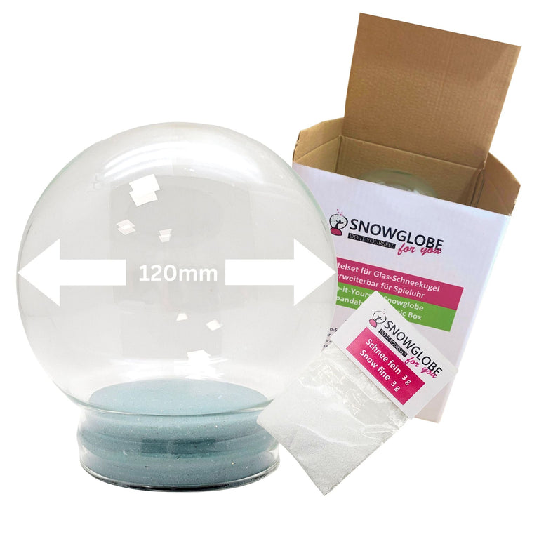120mm Glas für DIY-Schneekugel mit 1 Päckchen Schnee - Schneekugelhaus