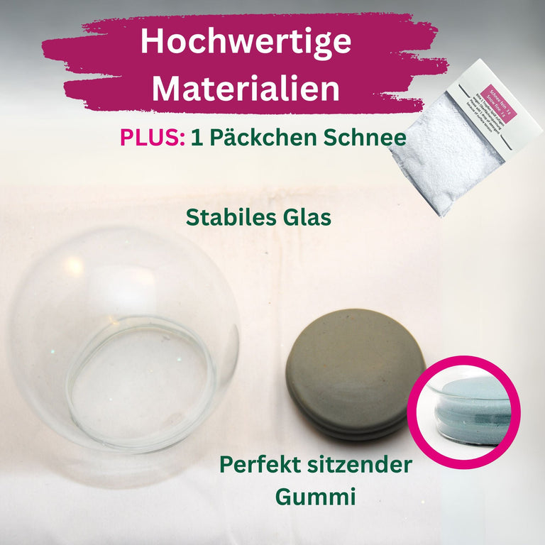 120mm Glas für DIY-Schneekugel mit 1 Päckchen Schnee - Schneekugelhaus