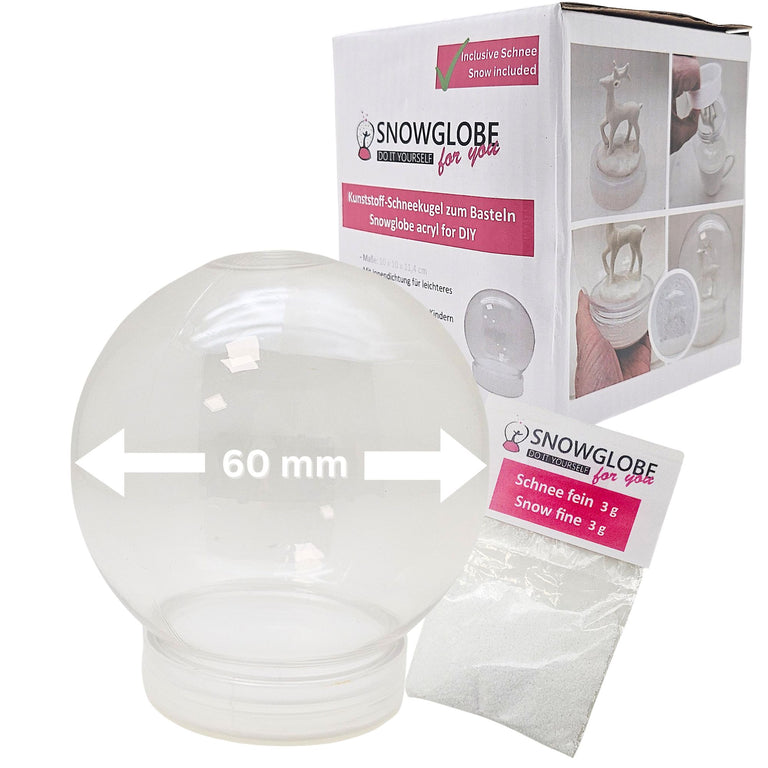 DIY Schneekugel-Set „Party-Pack“ (5er Vorteilspack) 60 rund mit Schraubverschluss