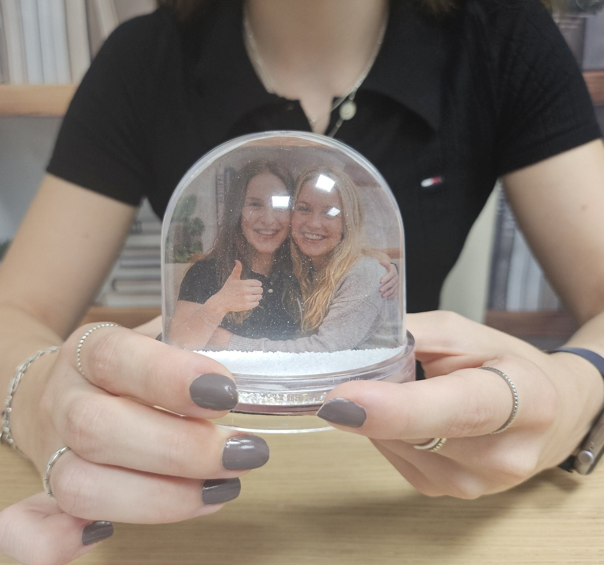 5er-Vorratspack "Notfallbox für persönliche Momente" mit 5 x Foto-Schneekugel mit Schnee - Schneekugelhaus