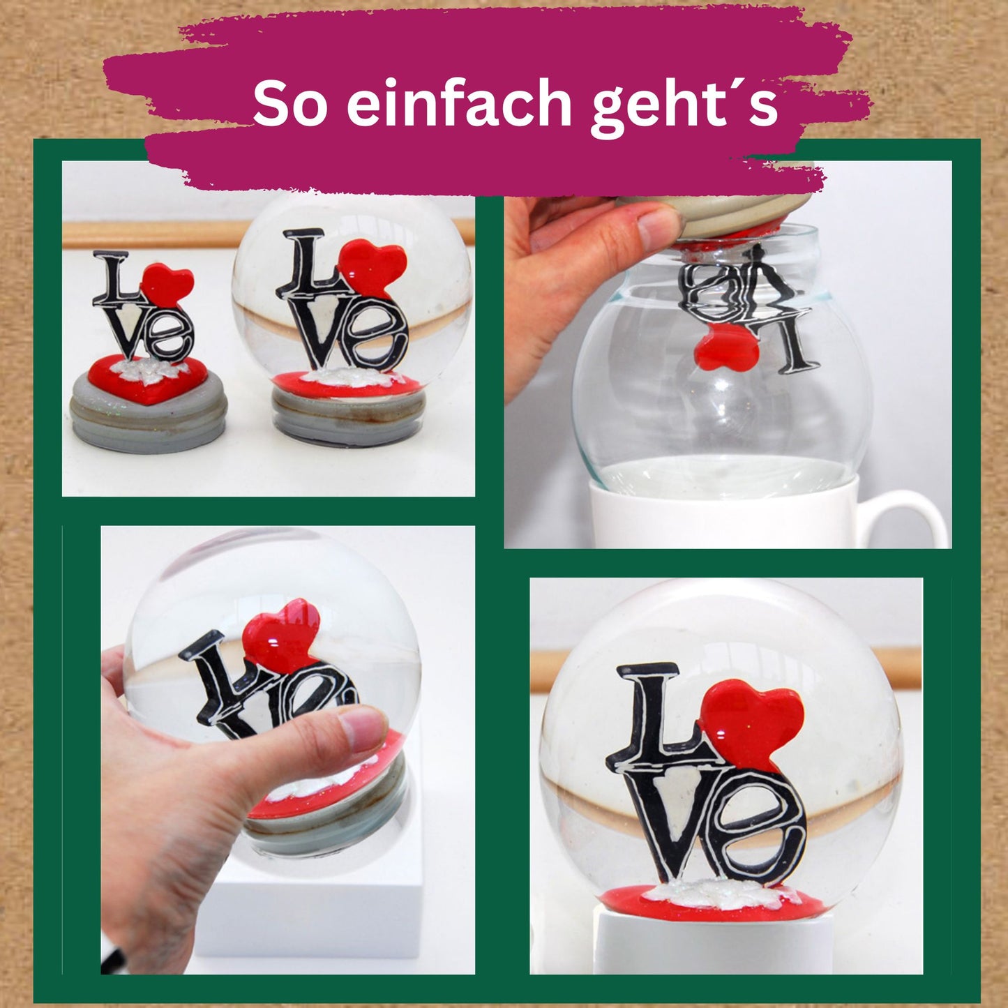 120mm Glas für DIY-Schneekugel mit 1 Päckchen  Schnee