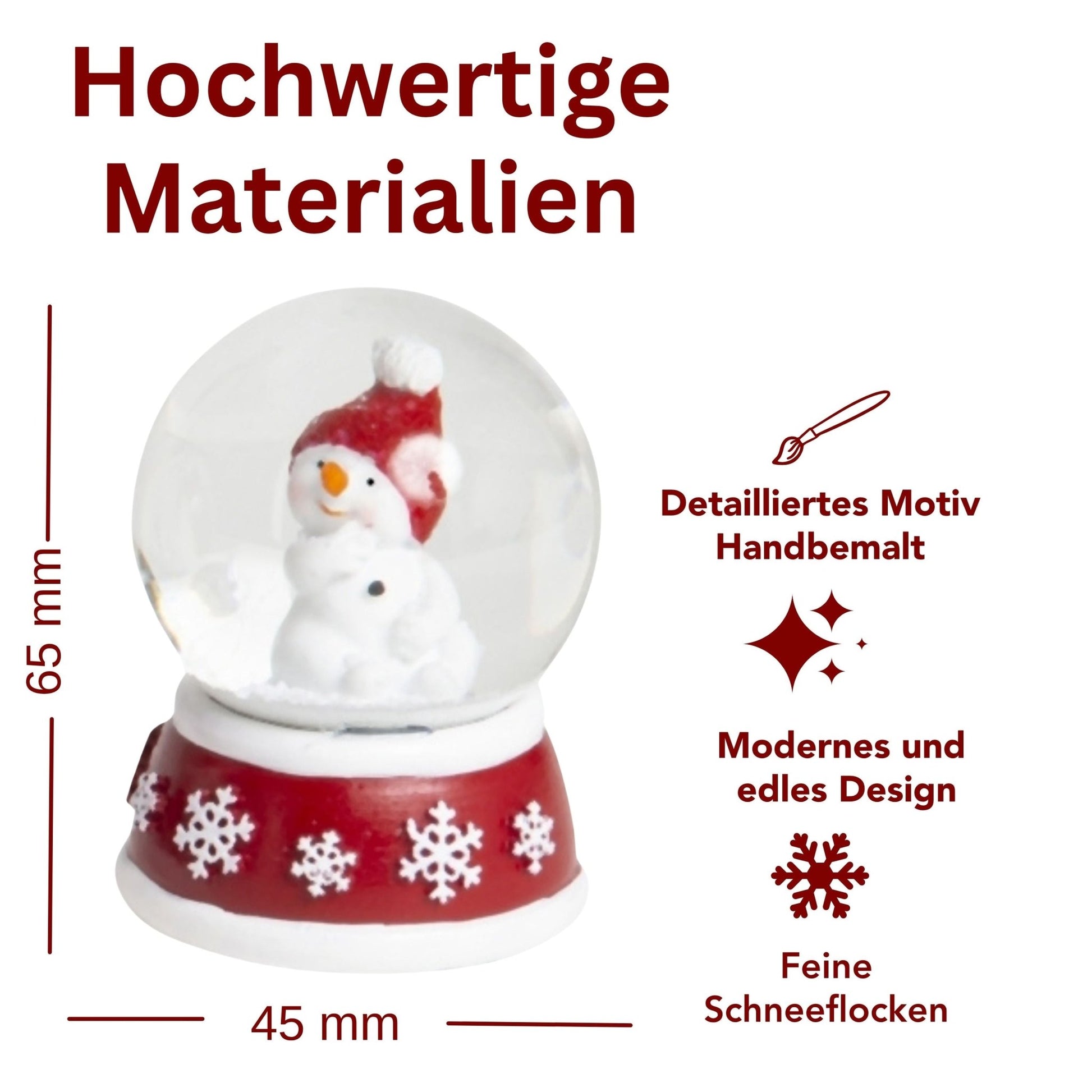 Dekopaket - Schneemann rot weiß mit 3 Schneekugeln in mehreren Größen - Schneekugelhaus