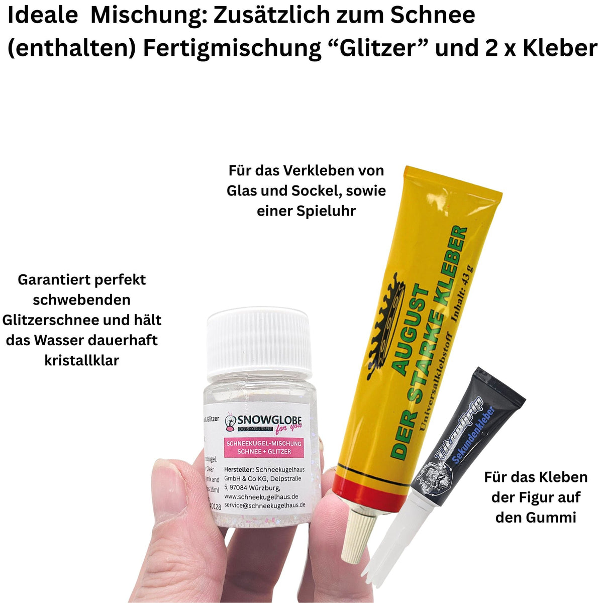 DIY Schneekugel-Set „Party-Pack“ (5er Vorteilspack) 80 rund mit Schraubverschluss - Schneekugelhaus