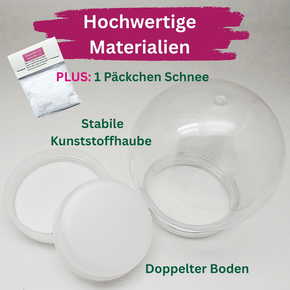 DIY Schneekugel-Set „Party-Pack“ (5er Vorteilspack) 80 rund mit Schraubverschluss - Schneekugelhaus