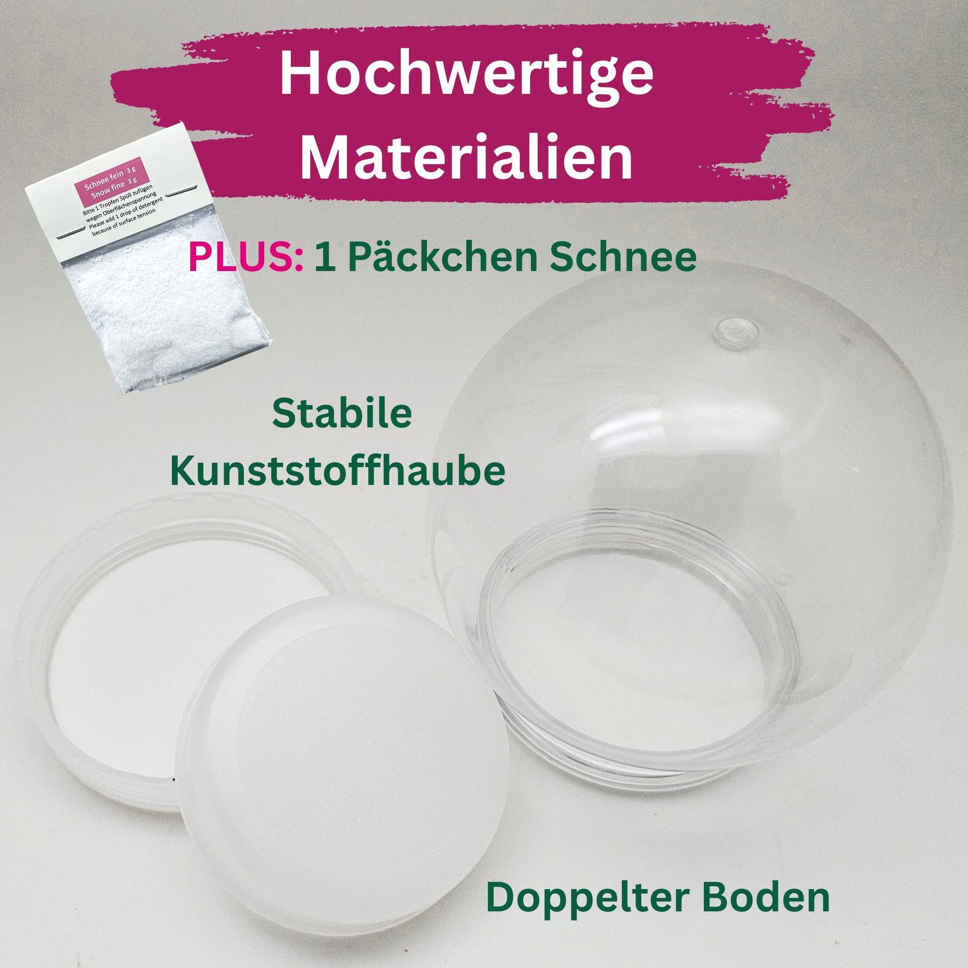 Kunststoff-Schneekugel rund Schraubverschluss 80 x 87 mm - incl. 1 x Schnee - Schneekugelhaus