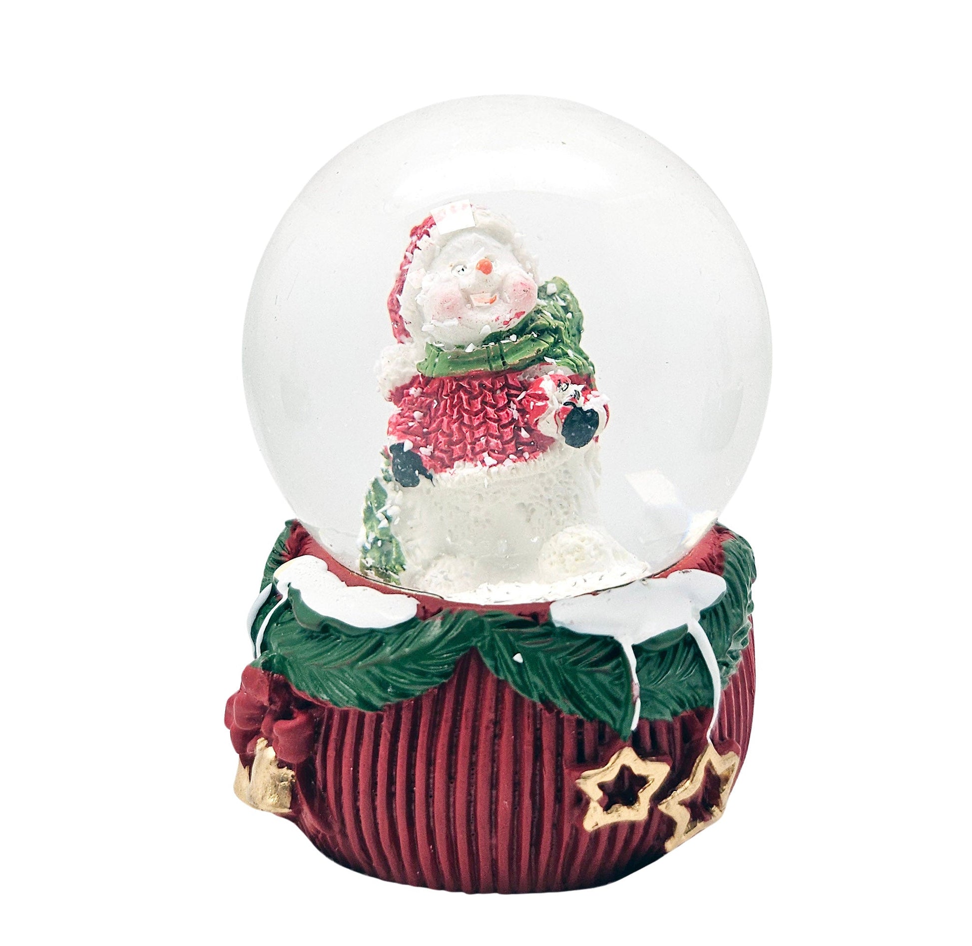 Mini - Schneekugeln Schneemann auf Deko - Sockel 45mm Durchmesser - Schneekugelhaus