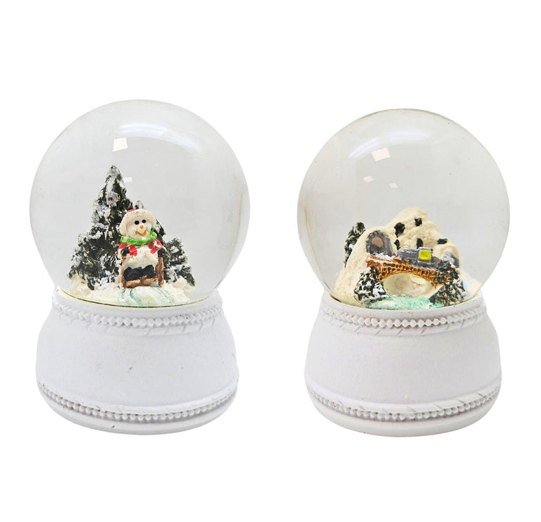 Minimalistisches-Paket - 5 Nostalgie Schneekugeln in einer Größe - Schneekugelhaus