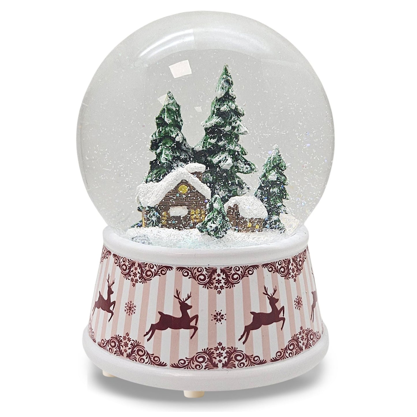 Nostalgische Schneekugel Berghütte Hüttenzauber 100 mm Durchmesser mit Spieluhr - Schneekugelhaus