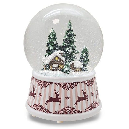 Nostalgische Schneekugel Berghütte Hüttenzauber 100 mm Durchmesser mit Spieluhr - Schneekugelhaus