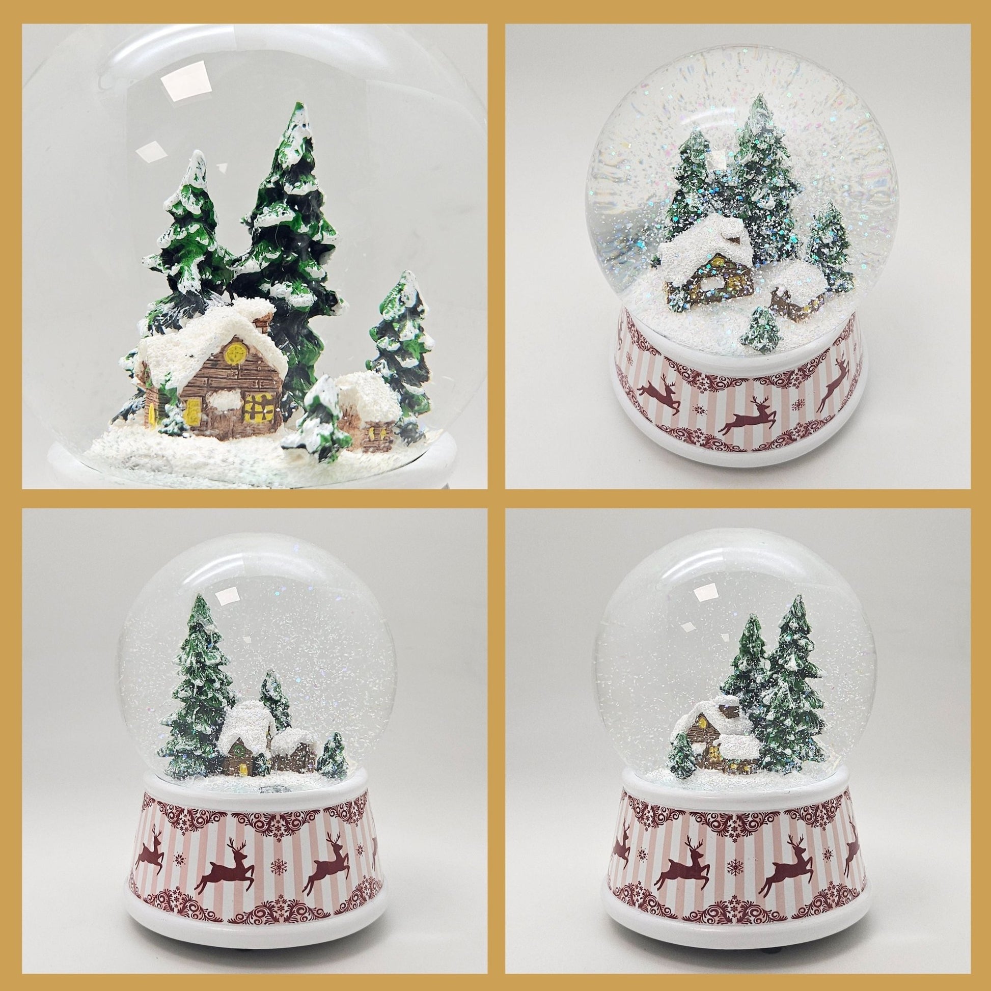 Nostalgische Schneekugel Berghütte Hüttenzauber 100 mm Durchmesser mit Spieluhr - Schneekugelhaus