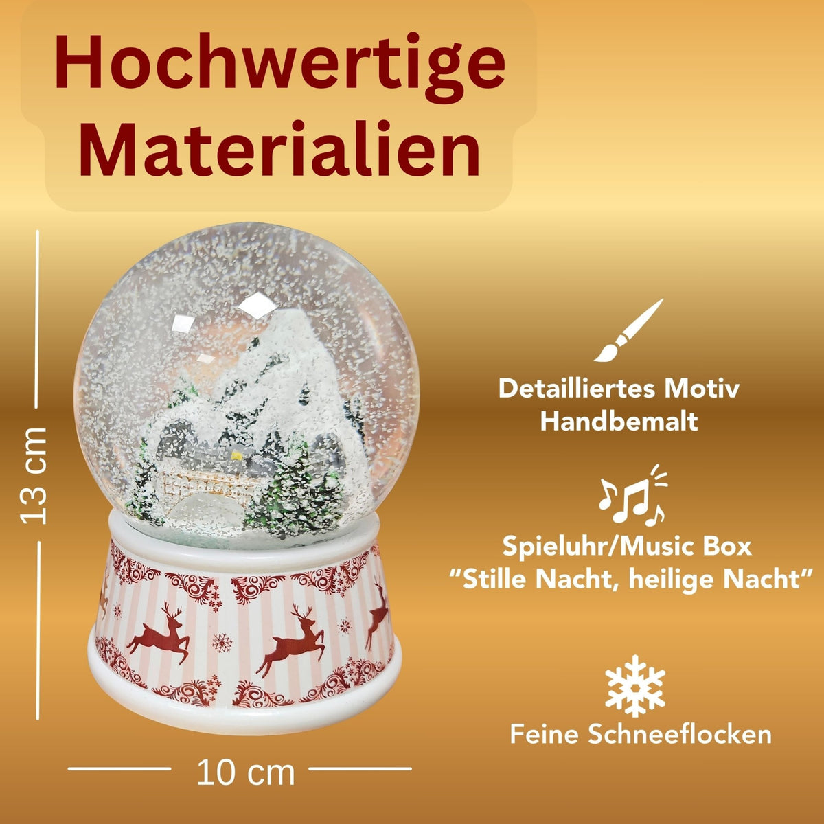 Nostalgische Schneekugel Berglandschaft Brücke Hüttenzauber 100 mm Durchmesser mit Spieluhr - Schneekugelhaus