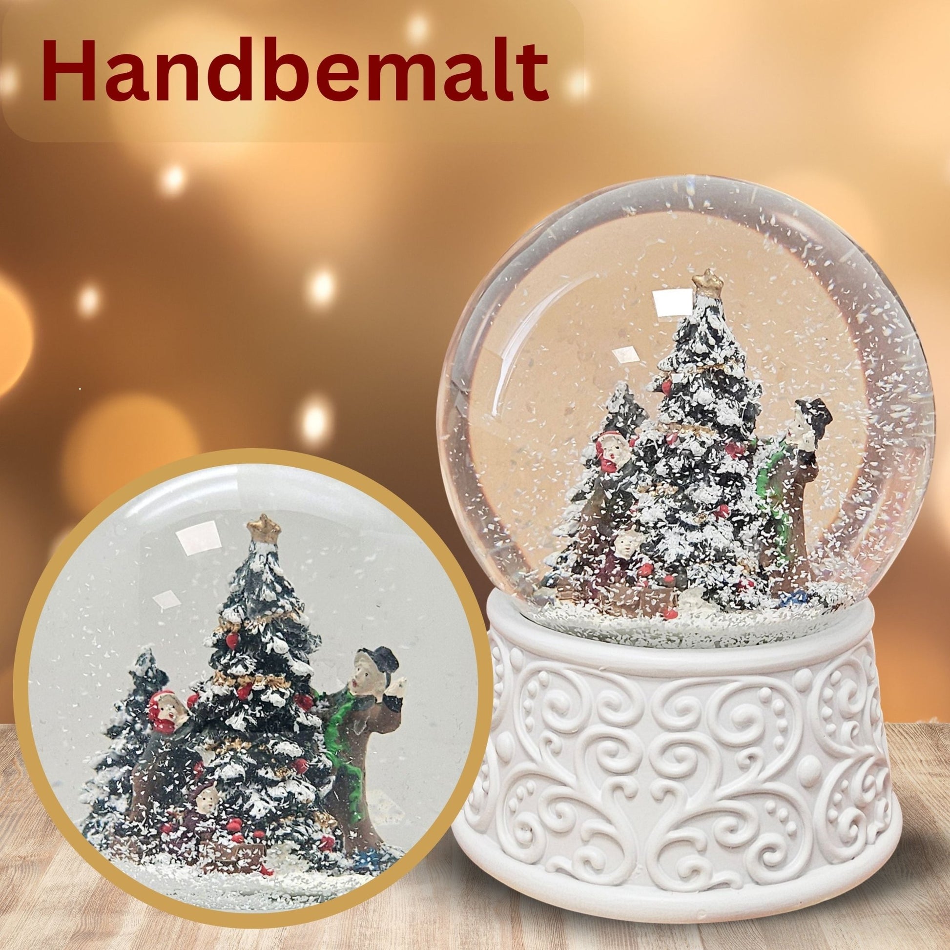 Nostalgische Schneekugel Christbaum schmücken Ornamente 100 mm Durchmesser mit Spieluhr - Schneekugelhaus