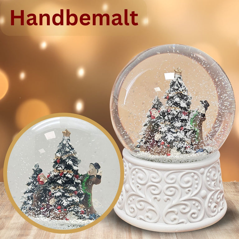 Nostalgische Schneekugel Christbaum schmücken Ornamente 100 mm Durchmesser mit Spieluhr - Schneekugelhaus