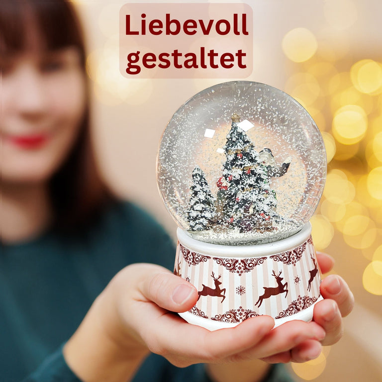 Nostalgische Schneekugel Weihnachtlicher Hüttenzauber 100 mm Durchmesser mit Spieluhr - Schneekugelhaus