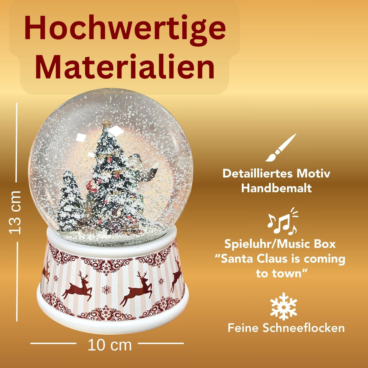 Nostalgische Schneekugel Weihnachtlicher Hüttenzauber 100 mm Durchmesser mit Spieluhr - Schneekugelhaus