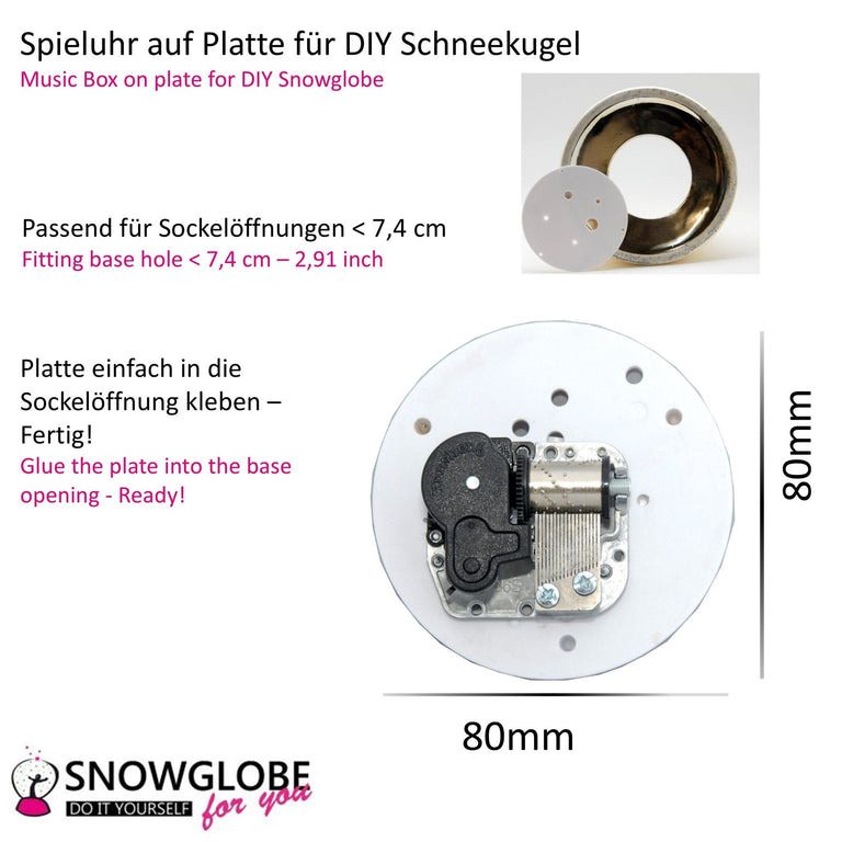 Spieluhr für Schneekugel Winter Wonderland auf Platte 8,0 cm - Schneekugelhaus