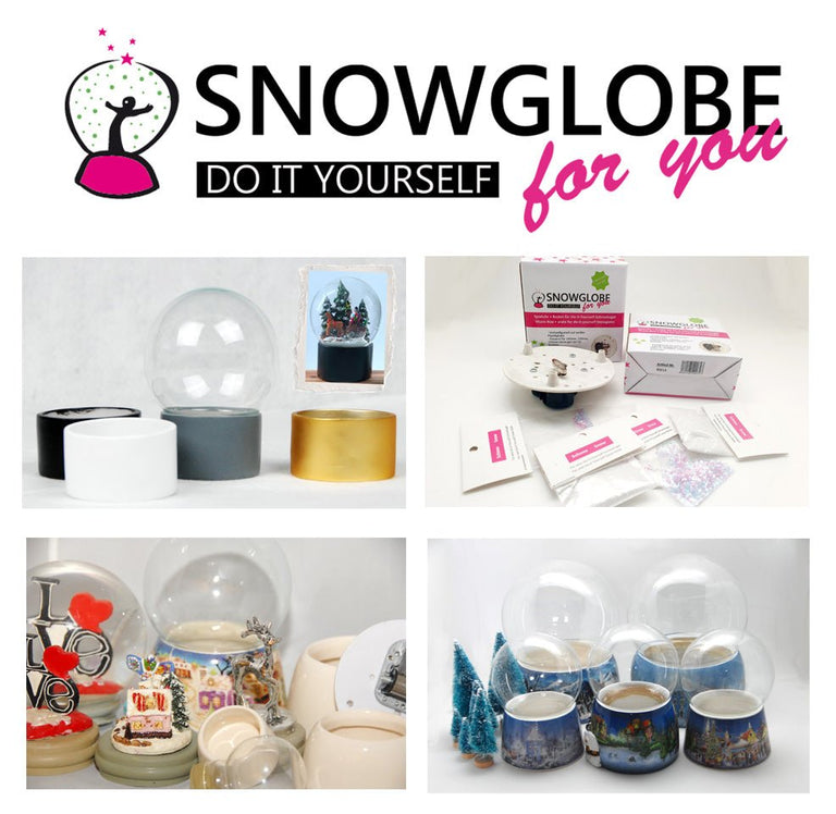 100mm Bastelset Porzellan Sockel Schwarz Grau Ornamente mit DIY-Schneekugel für Spieluhr - Schneekugelhaus