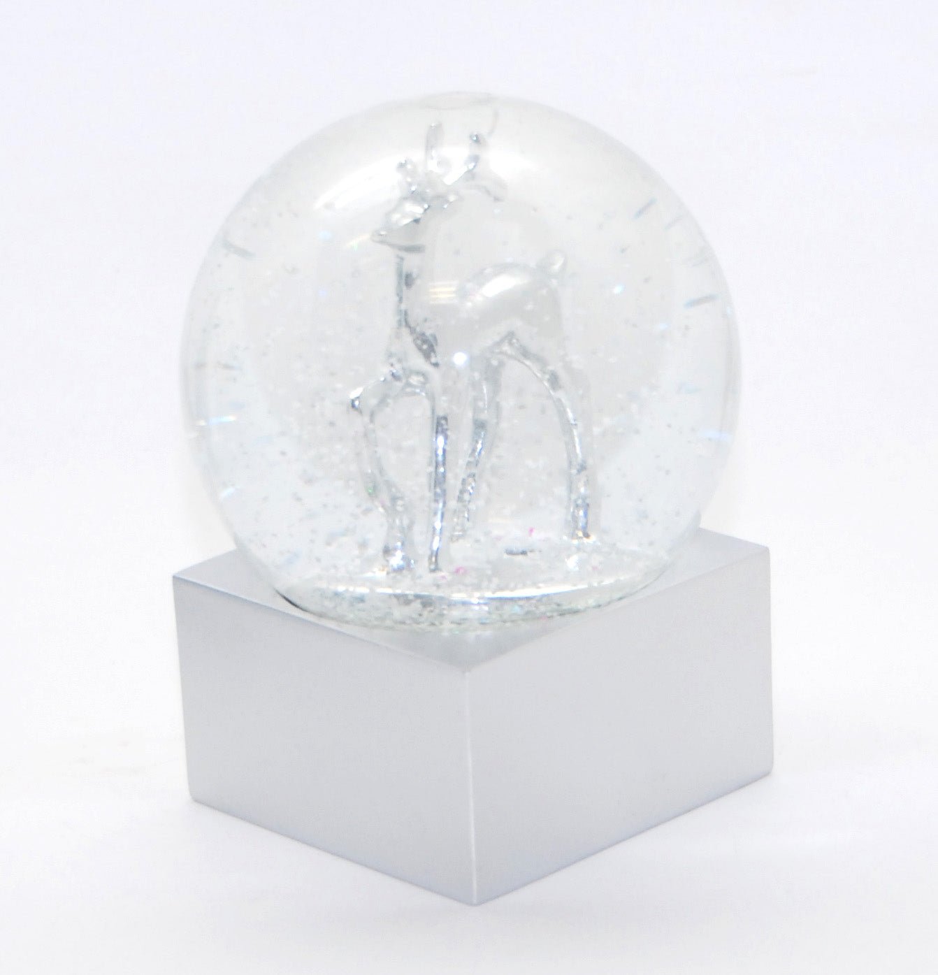 100mm Polyresin Sockel silber eckig für DIY-Schneekugel - Schneekugelhaus